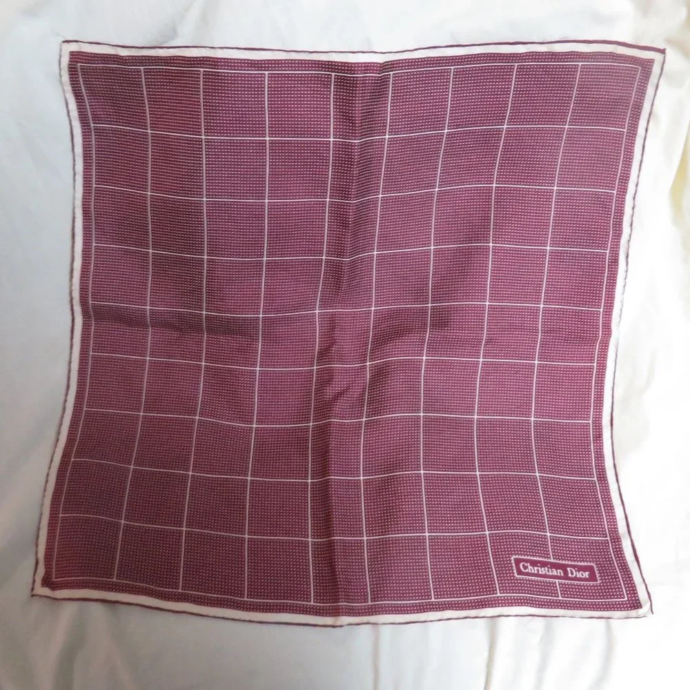 ❤️2 CHRISTIAN DIOR Pocket Square Bandana Luxurious Silk Scarf